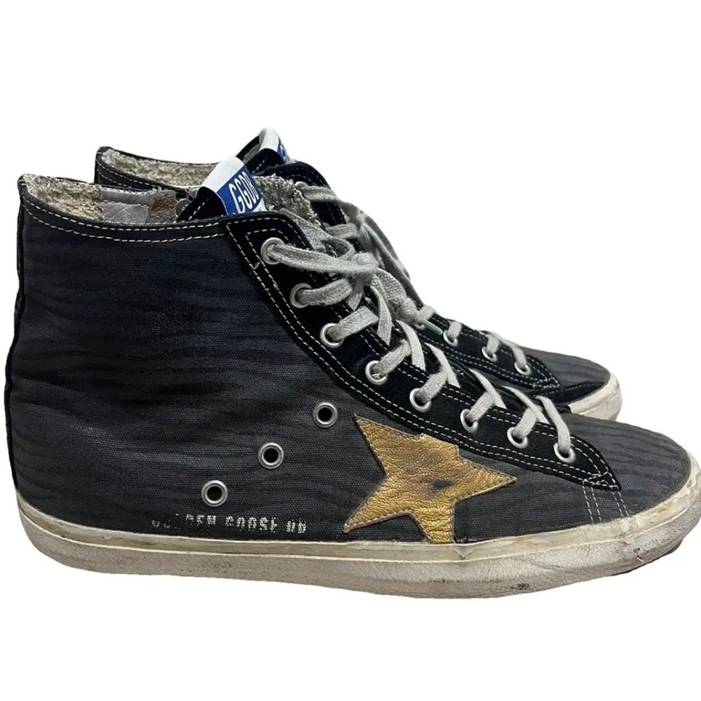 Golden Goose Black High-Top Sneakers with Gold Star